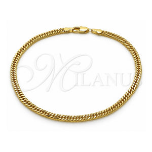 Tobillera Básica 03.213.0299.10 Oro Laminado, Diamantado, Tono Dorado (Grosor 04 MM, 10 Pulgadas de Largo)