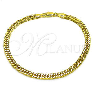 Tobillera Básica 03.213.0436.10 Oro Laminado, Diamantado, Tono Dorado (Grosor 05.5 MM, 10 Pulgadas de Largo)