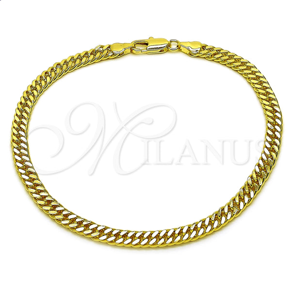 Tobillera Básica 03.213.0436.10 Oro Laminado, Diamantado, Tono Dorado (Grosor 05.5 MM, 10 Pulgadas de Largo)