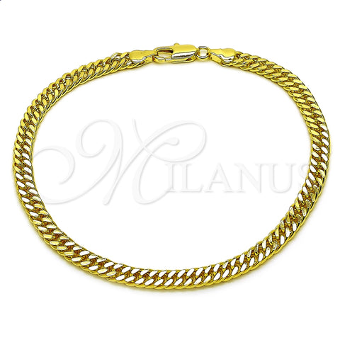 Tobillera Básica 03.213.0436.10 Oro Laminado, Diamantado, Tono Dorado (Grosor 05.5 MM, 10 Pulgadas de Largo)