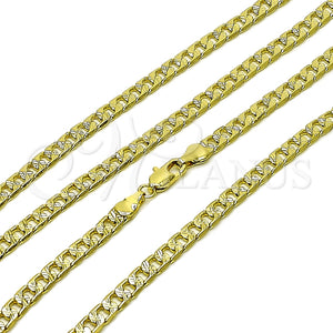 Gargantilla Basica 04.213.0366.22 Oro Laminado, Diseño de Cubana, Diamantado, Tono Dorado (Grosor 05 MM, 22 Pulgadas de Largo)