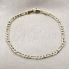Pulsera Básica 04.213.0374.07 Oro Laminado, Diseño de Figaro Concave, Diamantado, Tono Dorado (Grosor 03.5 MM, 7 Pulgadas de Largo)