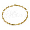 Pulsera Básica 04.213.0374.10 Oro Laminado, Diseño de Figaro Concave, Diamantado, Tono Dorado (Grosor 03.5 MM, 10 Pulgadas de Largo)