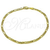 Pulsera Básica 04.213.0374.10 Oro Laminado, Diseño de Figaro Concave, Diamantado, Tono Dorado (Grosor 03.5 MM, 10 Pulgadas de Largo)