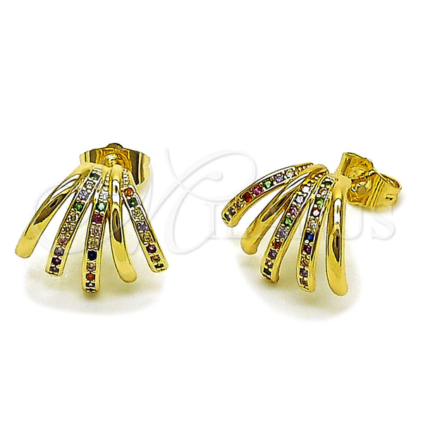 Arete Dormilona 02.204.0085 Oro Laminado, con Zirconia Cubica Multicolor, Pulido, Tono Dorado