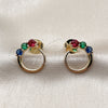 Arete Dormilona 02.204.0086 Oro Laminado, con Zirconia Cubica Multicolor, Pulido, Tono Dorado