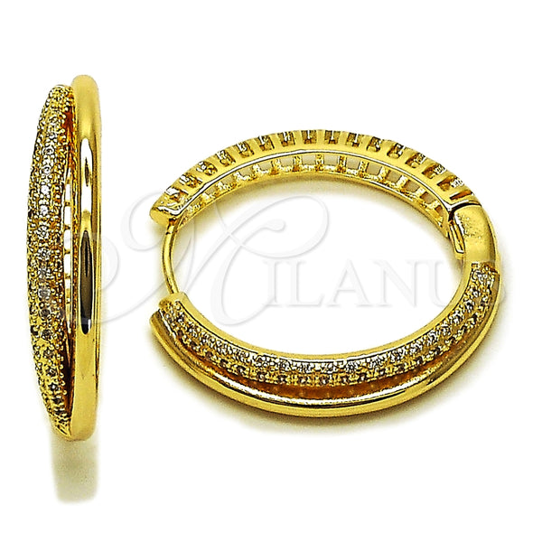 Argolla Huggie 02.204.0087.35 Oro Laminado, con Zirconia Cubica Blanca, Pulido, Tono Dorado