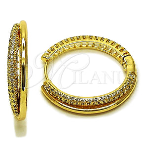 Argolla Huggie 02.204.0087.35 Oro Laminado, con Zirconia Cubica Blanca, Pulido, Tono Dorado