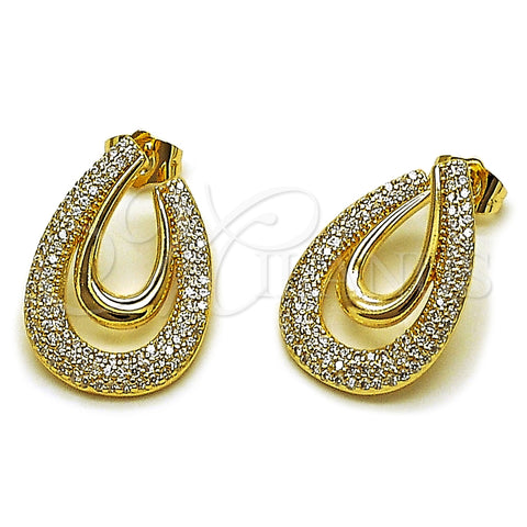 Arete Dormilona 02.204.0088 Oro Laminado, con Zirconia Cubica Blanca, Pulido, Tono Dorado