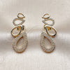 Arete Dormilona 02.204.0089 Oro Laminado, Diseño de Gota, con Micro Pave Blanca, Pulido, Tono Dorado