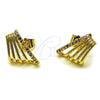 Arete Dormilona 02.204.0090 Oro Laminado, con Micro Pave Blanca, Pulido, Tono Dorado