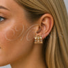 Argolla Pequeña 02.204.0091.16 Oro Laminado, Diseño de Estrella, con Micro Pave Blanca, Pulido, Tono Dorado