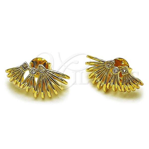 Arete Dormilona 02.204.0092 Oro Laminado, Diseño de Gota, con Zirconia Cubica Blanca, Pulido, Tono Dorado