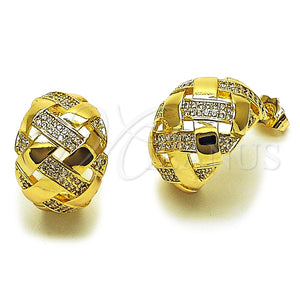 Arete Dormilona 02.204.0094 Oro Laminado, con Zirconia Cubica Blanca, Pulido, Tono Dorado