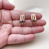 Arete Dormilona 02.204.0095 Oro Laminado, Diseño de Baguette, con Zirconia Cubica Multicolor, Pulido, Tono Dorado