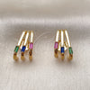 Arete Dormilona 02.204.0095 Oro Laminado, Diseño de Baguette, con Zirconia Cubica Multicolor, Pulido, Tono Dorado