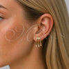 Arete Dormilona 02.204.0095.1 Oro Laminado, Diseño de Baguette, con Zirconia Cubica Blanca, Pulido, Tono Dorado