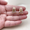 Arete Dormilona 02.204.0095.1 Oro Laminado, Diseño de Baguette, con Zirconia Cubica Blanca, Pulido, Tono Dorado