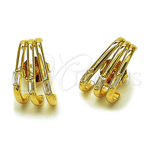 Arete Dormilona 02.204.0095.1 Oro Laminado, Diseño de Baguette, con Zirconia Cubica Blanca, Pulido, Tono Dorado