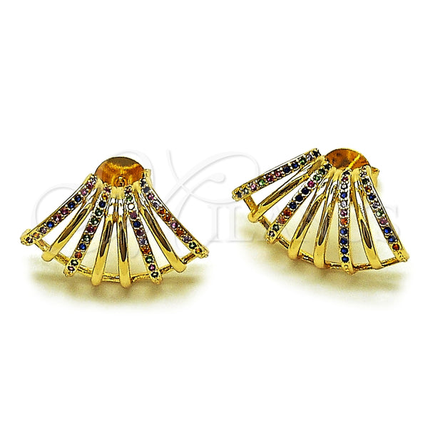 Arete Dormilona 02.204.0096 Oro Laminado, con Zirconia Cubica Multicolor, Pulido, Tono Dorado