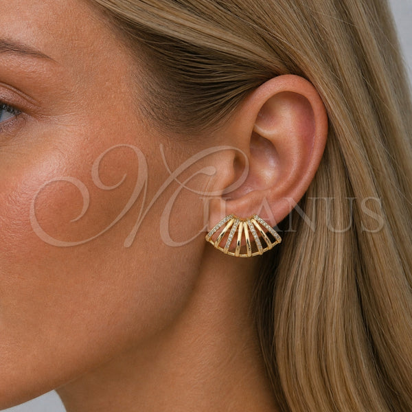Arete Dormilona 02.204.0096.1 Oro Laminado, con Zirconia Cubica Blanca, Pulido, Tono Dorado