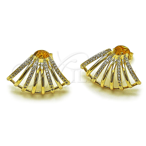 Arete Dormilona 02.204.0096.1 Oro Laminado, con Zirconia Cubica Blanca, Pulido, Tono Dorado