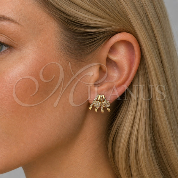 Arete Dormilona 02.204.0097 Oro Laminado, con Zirconia Cubica Blanca, Pulido, Tono Dorado