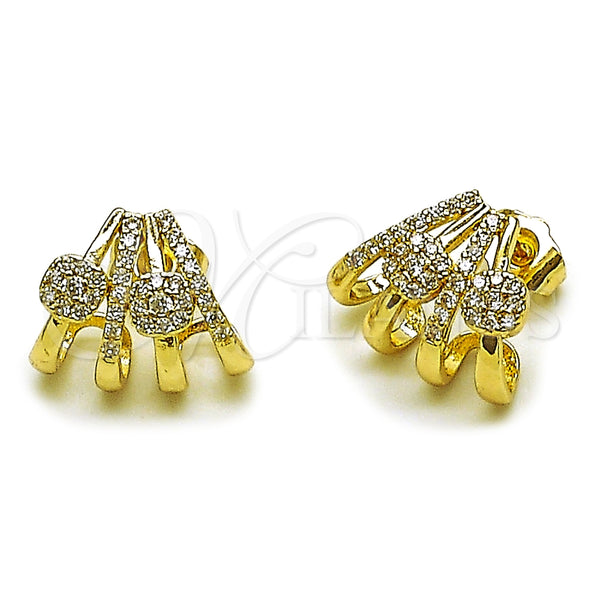 Arete Dormilona 02.204.0097 Oro Laminado, con Zirconia Cubica Blanca, Pulido, Tono Dorado