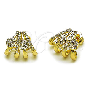 Arete Dormilona 02.204.0097 Oro Laminado, con Zirconia Cubica Blanca, Pulido, Tono Dorado