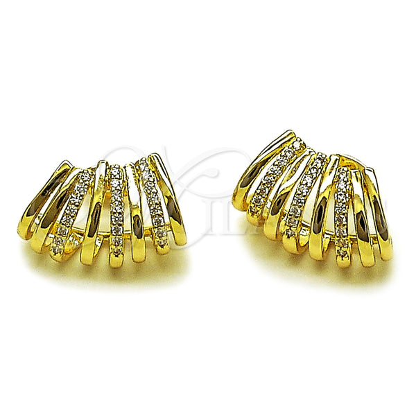 Arete Dormilona 02.204.0098 Oro Laminado, con Zirconia Cubica Blanca, Pulido, Tono Dorado