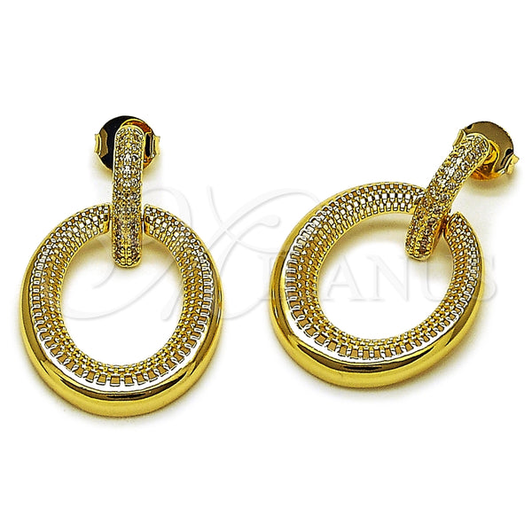 Arete Dormilona 02.204.0099 Oro Laminado, con Zirconia Cubica Blanca, Pulido, Tono Dorado