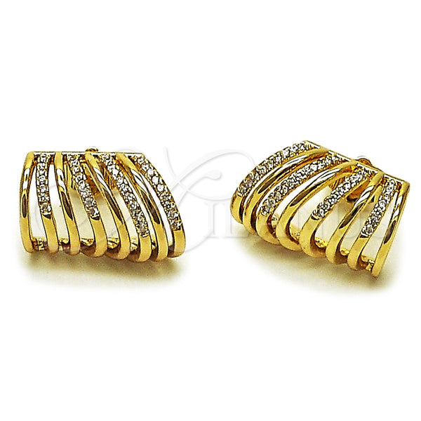 Arete Dormilona 02.204.0101 Oro Laminado, con Micro Pave Blanca, Pulido, Tono Dorado