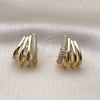 Arete Dormilona 02.204.0102 Oro Laminado, con Micro Pave Blanca, Pulido, Tono Dorado