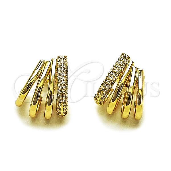 Arete Dormilona 02.204.0102 Oro Laminado, con Micro Pave Blanca, Pulido, Tono Dorado