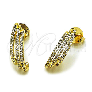 Arete Dormilona 02.204.0103 Oro Laminado, con Micro Pave Blanca, Pulido, Tono Dorado