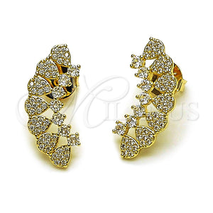 Arete Dormilona 02.204.0104 Oro Laminado, Diseño de Gota, con Zirconia Cubica Blanca y Micro Pave Blanca, Pulido, Tono Dorado