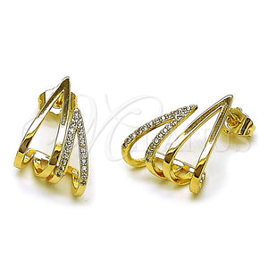 Arete Dormilona 02.204.0106 Oro Laminado, Diseño de Gota, con Micro Pave Blanca, Pulido, Tono Dorado
