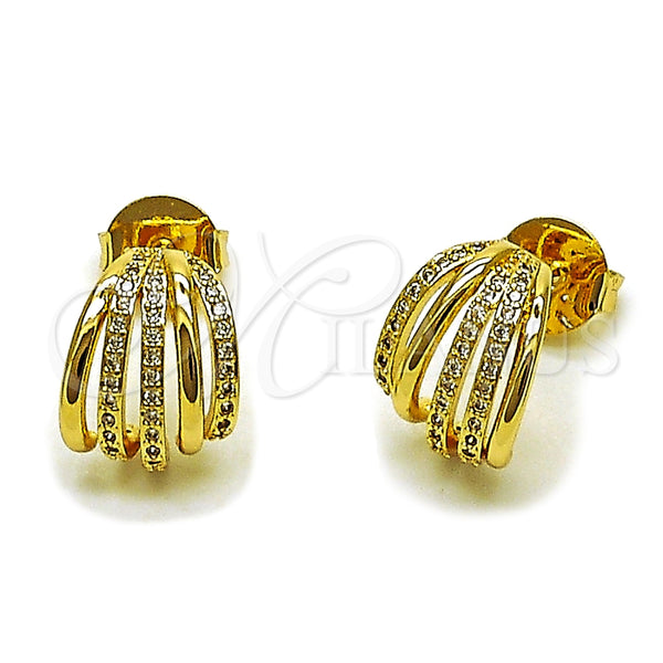 Arete Dormilona 02.204.0107 Oro Laminado, con Micro Pave Blanca, Pulido, Tono Dorado