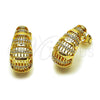 Arete Dormilona 02.204.0110 Oro Laminado, Diseño de Gota, con Micro Pave Blanca, Pulido, Tono Dorado