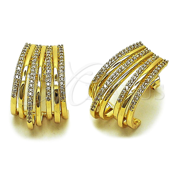 Arete Dormilona 02.204.0111 Oro Laminado, con Micro Pave Blanca, Pulido, Tono Dorado