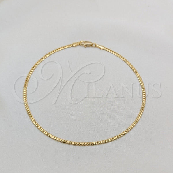 Tobillera Básica 03.419.0020.10 Oro Laminado, Pulido, Tono Dorado (Grosor 03 MM, 10 Pulgadas de Largo)