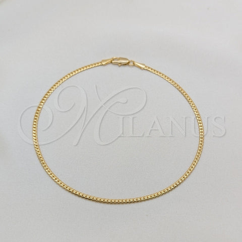 Tobillera Básica 03.419.0020.10 Oro Laminado, Pulido, Tono Dorado (Grosor 03 MM, 10 Pulgadas de Largo)