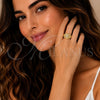 Anillo Multi Piedra 01.424.0007 Oro Laminado, Diseño de Corazón y Cluster, con Zirconia Cubica Blanca y Micro Pave Blanca, Pulido, Tono Dorado (Talla Unica)