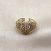 Anillo Multi Piedra 01.424.0007 Oro Laminado, Diseño de Corazón y Cluster, con Zirconia Cubica Blanca y Micro Pave Blanca, Pulido, Tono Dorado (Talla Unica)
