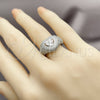 Anillo Multi Piedra 01.424.0007.1 Rodio Laminado, Diseño de Corazón y Cluster, con Zirconia Cubica Blanca y Micro Pave Blanca, Pulido, Rodinado (Talla Unica)