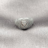Anillo Multi Piedra 01.424.0007.1 Rodio Laminado, Diseño de Corazón y Cluster, con Zirconia Cubica Blanca y Micro Pave Blanca, Pulido, Rodinado (Talla Unica)