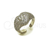 Anillo Multi Piedra 01.424.0007.1 Rodio Laminado, Diseño de Corazón y Cluster, con Zirconia Cubica Blanca y Micro Pave Blanca, Pulido, Rodinado (Talla Unica)