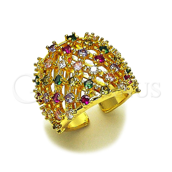 Anillo Multi Piedra 01.424.0008 Oro Laminado, con Zirconia Cubica Multicolor, Pulido, Tono Dorado (Talla Unica)