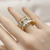 Anillo Multi Piedra 01.424.0009 Oro Laminado, Diseño de Baguette, con Zirconia Cubica Blanca, Pulido, Tono Dorado (Talla Unica)
