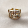 Anillo Multi Piedra 01.424.0009 Oro Laminado, Diseño de Baguette, con Zirconia Cubica Blanca, Pulido, Tono Dorado (Talla Unica)